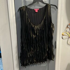 Gold and black tank top size Large